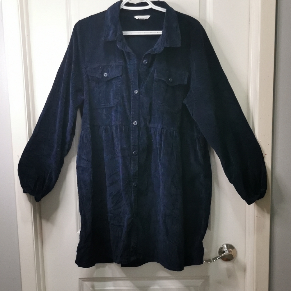 American Eagle‎ Navy Corduroy Shirt Dress